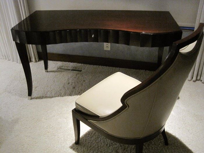 Barbara Barry Fluted Vanity/Desk by Baker. Baker Chair.