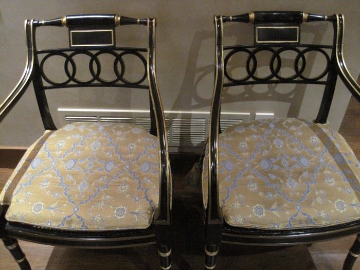 Historic Charleston Cane Seat Dining Chairs by Baker.