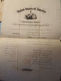 antique documents, antique US Passports, Special Passport, Cuba, Alabama, California, Civil War