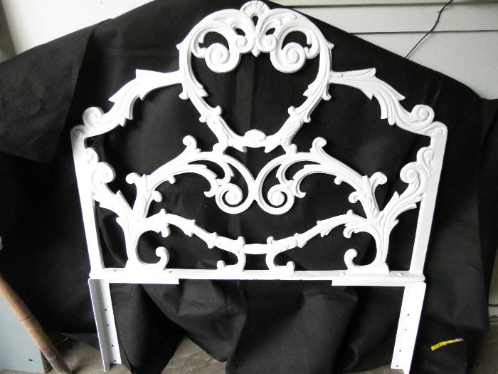 Vintage/Antique cast iron twin bed headboards.  Powder coated in snow white (2)