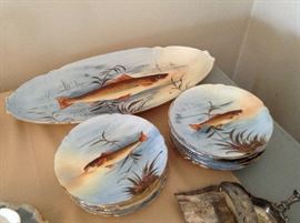 Limoges Fish platter with 11 plates