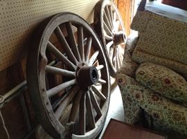 2 huge wagon wheels
