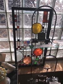 Chrome And Glass Art Deco Display Shelf From The Mercury Theater In Chicago ~ Frank Lloyd Wright Coonley Playhouse Stained Glass Window 1988 Oakbrook Esser Studios