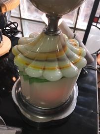 Slag Glass And Chrome Lamp