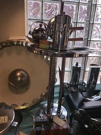 Killer Art Deco Ceiling Fixture With Lucite Balls ~ AS IS ~ American Art Deco Small Black And Chrome Table By Wolfgang Hoffman For Howell