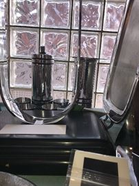 Art Deco Ebonized Wood And Chrome U Shaped Display Stands