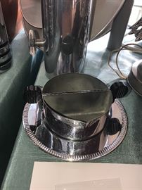 Art Deco Chrome Creamer And Sugar With Tray