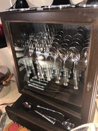 Kirk Annapolis Pewter Flatware With Display Cabinet