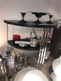 Demi-Lune Table By Wolfgang Hoffmann For Howell ~ Art Deco Chrome Console Set ~ 