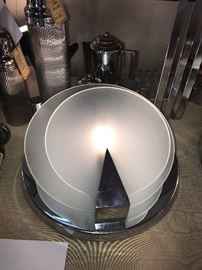 Amazing Art Deco Frosted Glass Discs And Chrome Wall Sconce ~ Two Available