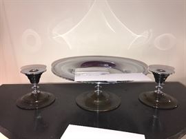 Art Deco Chrome Saturn Ring Console Set