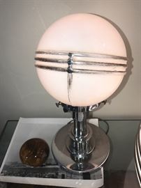 Art Deco Chrome And Glass Ball Lamp