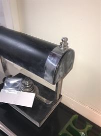 1936 Markel Art Deco Chrome And Black Bankers Lamp