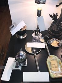 Art Deco Chase Chrome Ashtrays ~ Art Deco Mirror And Vanity Sets ~ Akro Agate Ashtray