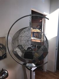 Art Deco Hendryx Hatbox Bird Cage With Hendryx S2070 Stand
