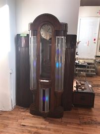 RARE 1930's Art Deco Telechron Cocktail Glass Lighted Floor Clock