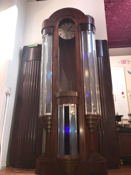 RARE 1930's Art Deco Telechron Cocktail Glass Lighted Floor Clock