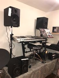 Roland DM-20 Powered Digital Speaker Set ~ On Stage Stand P Studio Monitor Speaker Stands ~ M-Audio BX8 Speaker Pair