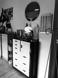 Art Deco Black And Cream Enameled Norman Bel Geddes For Simmons Chest Of Drawers ~ SO COOL