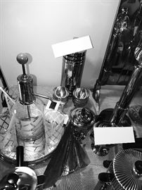 Vintage Chrome And Glass Decanter Set