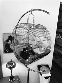 Art Deco Hendryx Hatbox Bird Cage With Hendryx S2070 Stand