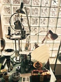 Tons Of Chrome And Bakelite ~ Graduated Ring Art Deco Glass Light Fixture