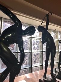 Several Bronze Athlete Statues