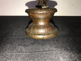 Stretching Bronze Man With Fig Leaf Sculpture