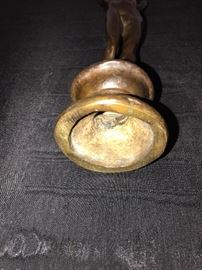 Stretching Bronze Man With Fig Leaf Sculpture