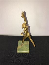 Bronze Mercury Statue On Green Marble Base ~ 11 1/2" Tall