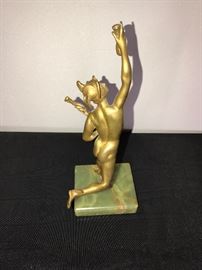 Bronze Mercury Statue On Green Marble Base ~ 11 1/2" Tall