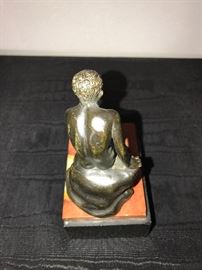 Art Deco Seated Mercury Bronze Sitting On Marble Base