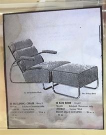 RARE 1930's Gilbert Rohde For Troy Sunshade Company Reclining Chair And Ottoman ~ Seat Cushion As IS