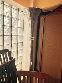 Amazing Art Deco Chrome Torchiere Lamp With Lucite Saturn Rings