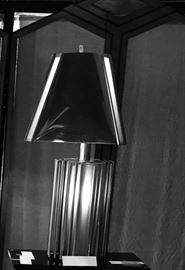 Art Deco Frosted Glass Table Lamp With Twenty Panels ~ Very Heavy Quality Lamp