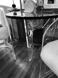 1970's Willy Rizzo Lucite And Glass Lighted Coffee Table