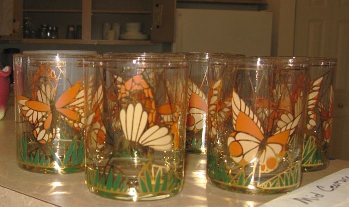 Culver MCM butterfly high ball glasses