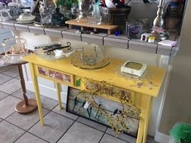 Yellow painted/deco sofa table