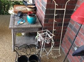 Metal plant stands, patio pieces