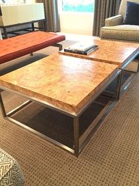 Nova coffee tables custom finish "Wormwood" with Chrome base.