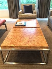 Nova coffee tables custom finish "Wormwood" with Chrome base.