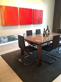 Calligaris Olivia Extension Dining Room Table and Six Chairs.