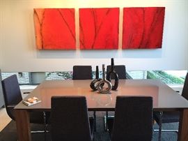 Calligaris Olivia Extension Dining Room Table and Six Chairs.