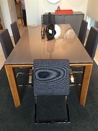 Calligaris Olivia Extension Dining Room Table and Six Chairs.