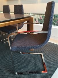 Calligaris Olivia Extension Dining Room Table and Six Chairs. Italian wool waffle custom carpet 6'x9' Charcoal Grey.