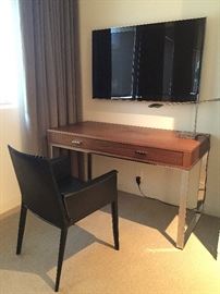 Master Bedroom Hudson Work desk and Chester leather desk chair in Black. * Samsung 46" LED TV.