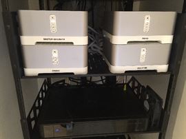 * Marantz UD5005 Blu-ray DVD Player
* Marantz SR7005 Surround Receiver
* Totem Rainmaker Speakers/Stands (2)
* Sonus Connect Amps (5)
* RTI RF universal Remote
* Equipment Rack