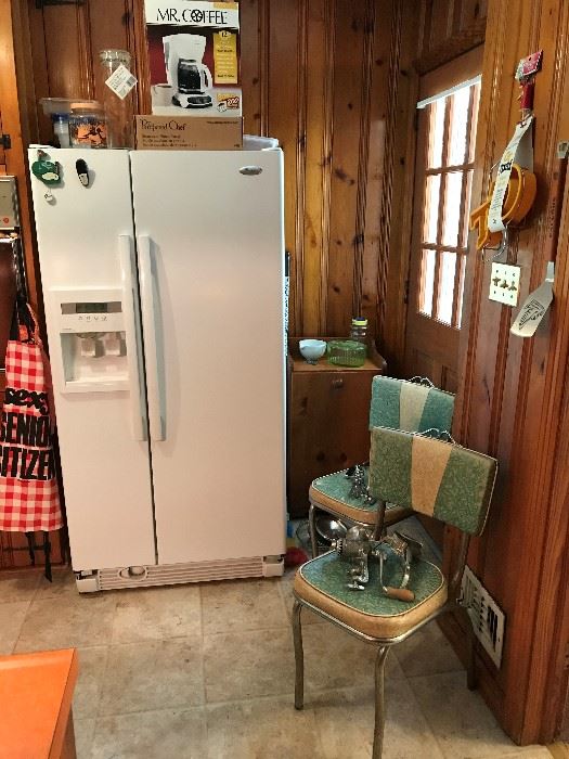 Whirlpool Refrigerator, Vintage Kitchen chairs