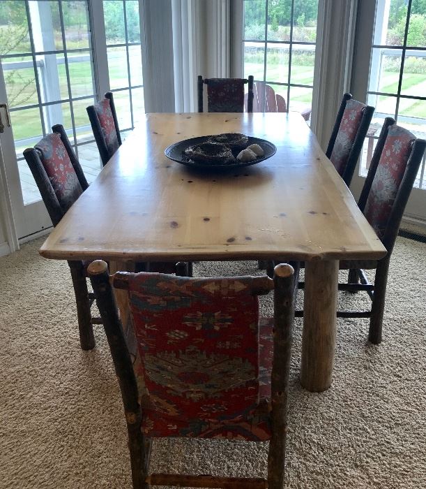 Stunning!  Old Hickory, Shelbyville, IN furniture.  6 Chairs including one captain.  Table is 7'4" x 46".  GREAT condition!