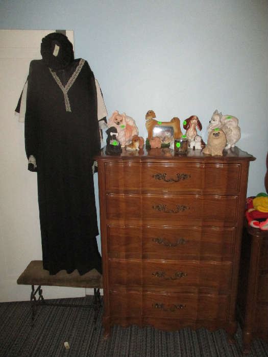 Dresser, figurines and clothing